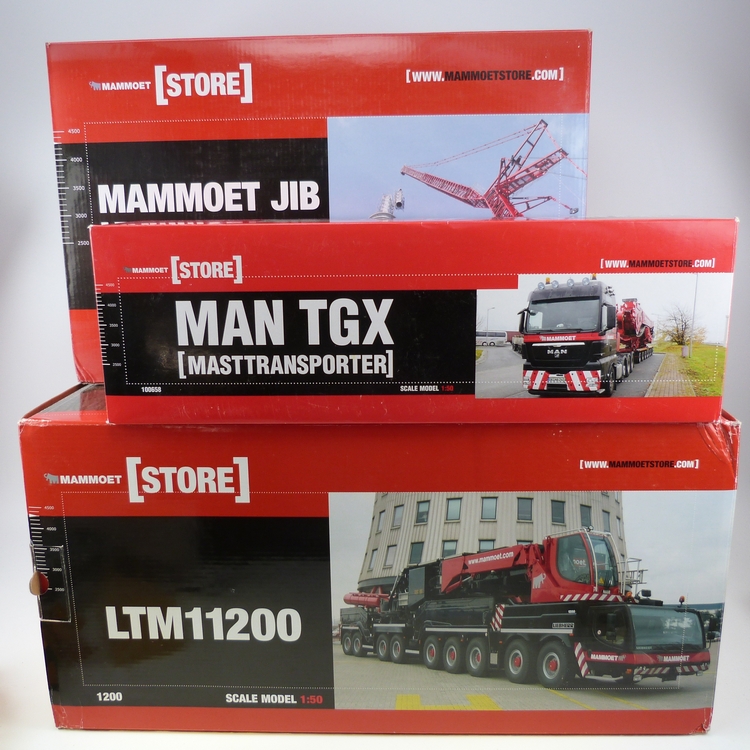 Liebherr LTM 11200 + Masttransporter + JIB Mammoet