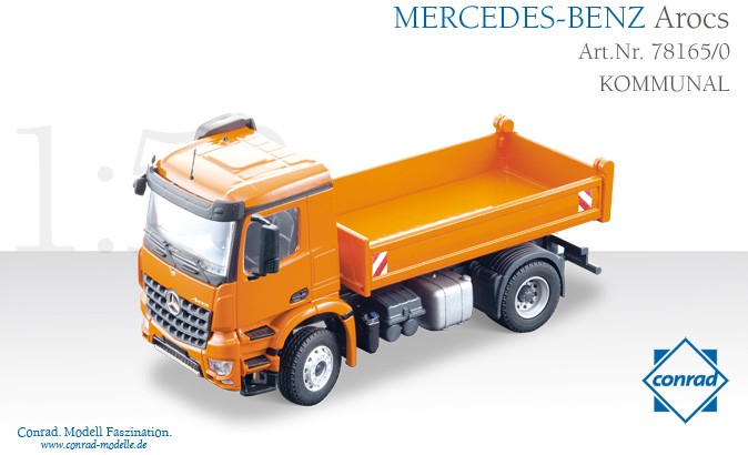 MB Arocs Hinterkipper Kommunal Conrad Modelle 1:50 con 78165/0 1