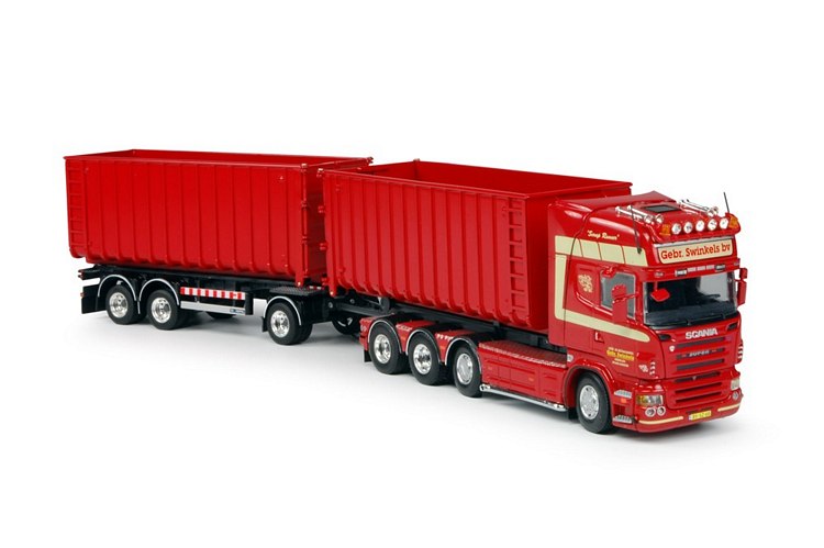 Scania R-serie Topline mit Hakenarm Container Swinkels Tekno 1:50 t 62822 1